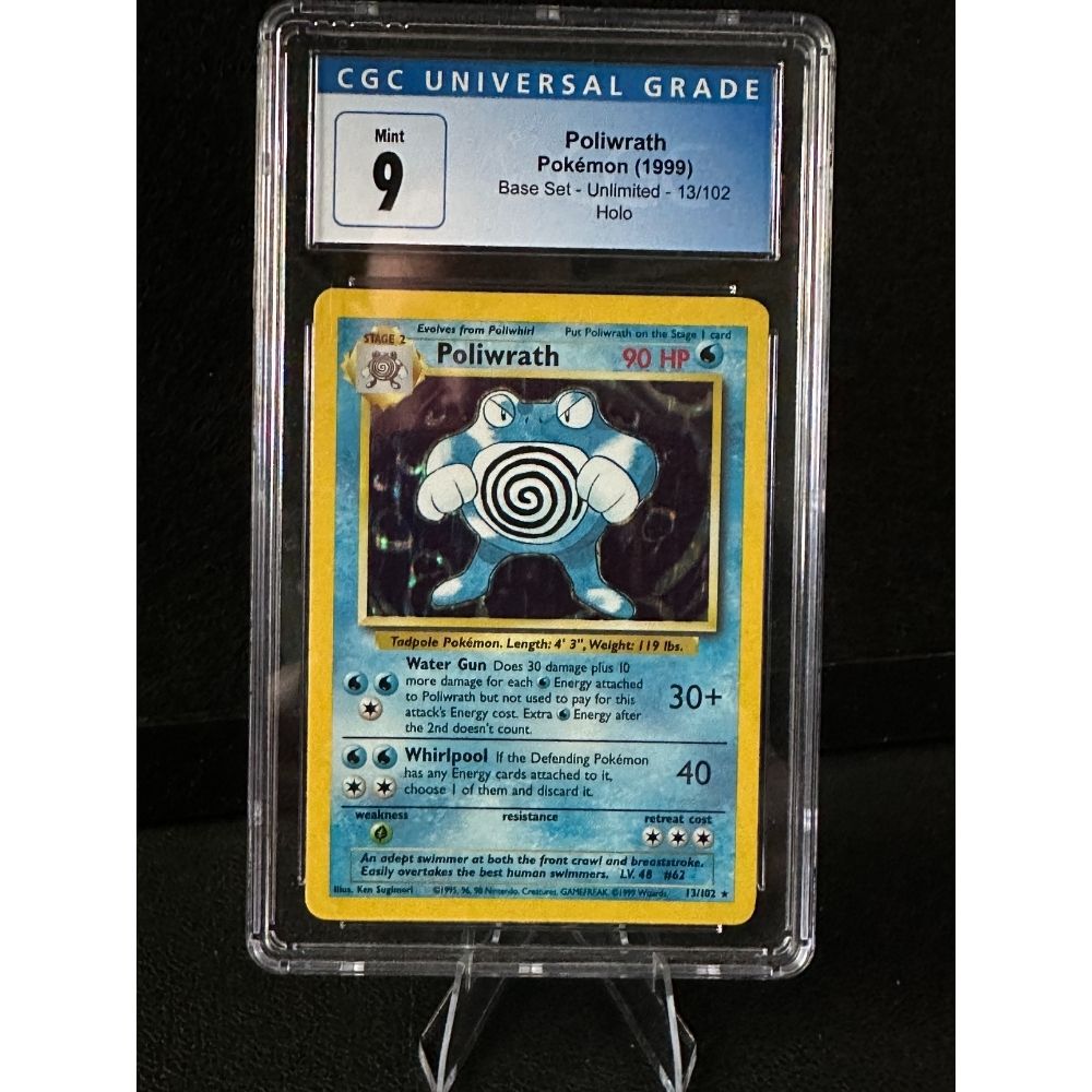 Base Set Unlimited Poliwrath Blue Label CGC 9 image 0